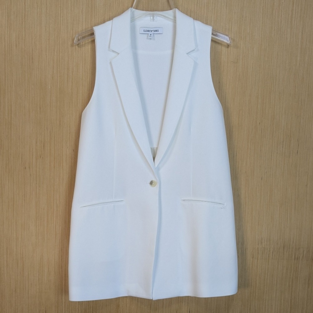 Elizabeth and James White Tailored Garnet Vest Chic Career Luxury Women's Medium